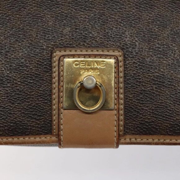 CELINE Macadam Canvas Shoulder Bag PVC Leather Brown Gold Auth - Picture 6 of 16